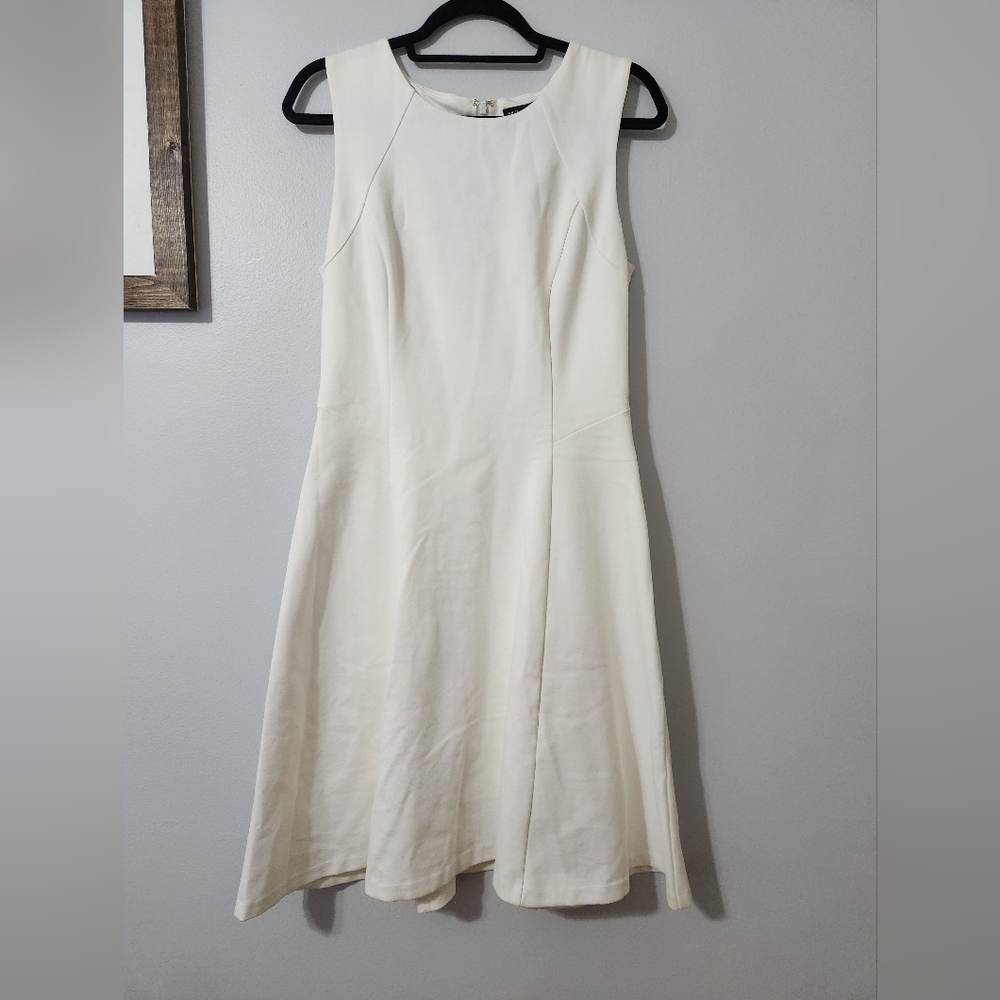 White House Black Market Fit and Flare White Dress Size Small